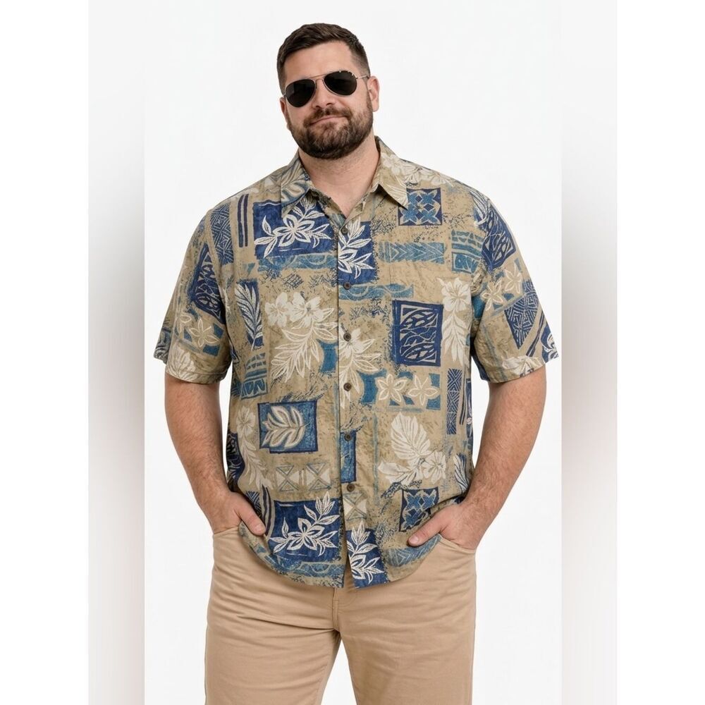 Black Point Sportswear Vintage Hawaiian Button Down Shirt Cotton Men's Size XXL